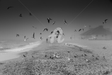 Photographie intitulée "THE MISTY SEASHORE." par Valerix, Œuvre d'art originale, Photographie numérique