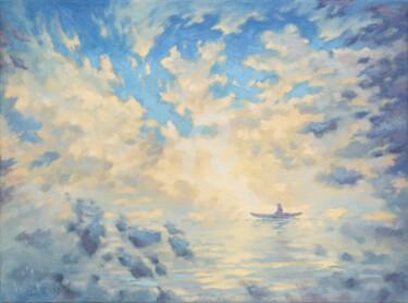 Peinture intitulée "Floating in the clo…" par Valerix, Œuvre d'art originale, Huile Monté sur Châssis en bois