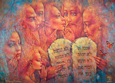 Malerei mit dem Titel "Tablets of Testimony" von Valeriy Kot, Original-Kunstwerk, Öl Auf Karton montiert