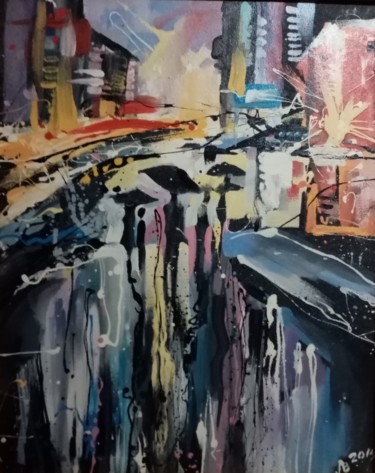 「Ночной город」というタイトルの絵画 Valeria Levencovaによって, オリジナルのアートワーク, オイル