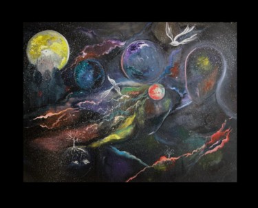 Картина под названием "Space love" - Valeriya Samchileeva, Подлинное произведение искусства, Масло