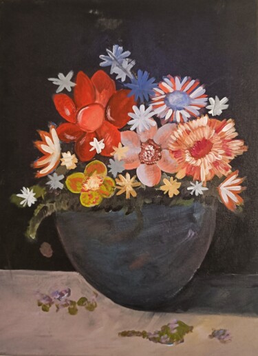 Картина под названием "Flowers" - Valka, Подлинное произведение искусства, Акрил