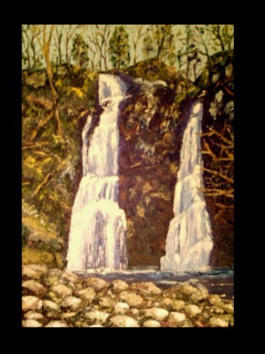 Painting titled "Les cascades" by Vall, Original Artwork, Oil