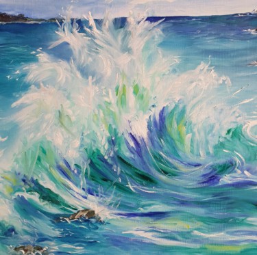 Pintura titulada ""La vague"" por Pascale Fleury-Vallée, Obra de arte original, Oleo Montado en Bastidor de camilla de madera