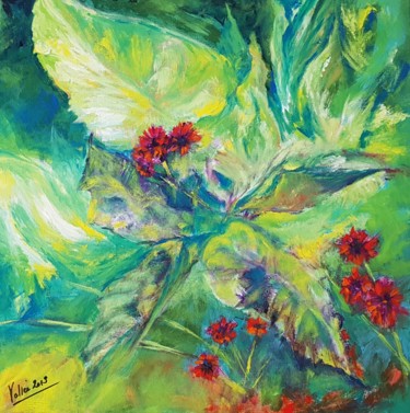 Pittura intitolato ""Fleurs sauvages"" da Pascale Fleury-Vallée, Opera d'arte originale, Acrilico Montato su Telaio per bare…