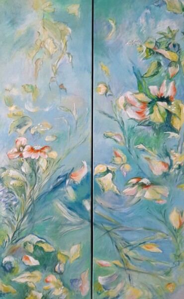 Schilderij getiteld "Duo "Fleurs"" door Pascale Fleury-Vallée, Origineel Kunstwerk, Acryl