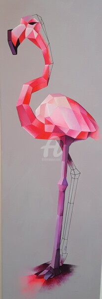 Painting titled "Flamand Rose" by Valou., Original Artwork, Acrylic