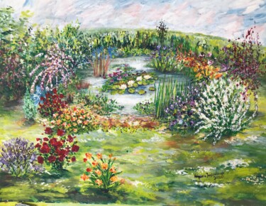 Peinture intitulée "Mon jardin en temps…" par Valquiria Imperiano, Œuvre d'art originale, Acrylique