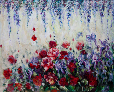Pittura intitolato "Roses rouges depuis…" da Valquiria Imperiano, Opera d'arte originale, Olio