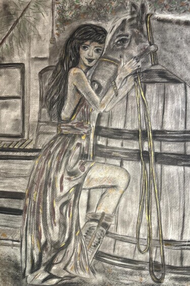 Drawing titled "Estancia La LIbertad" by Van D.C. Lopez, Original Artwork, Charcoal