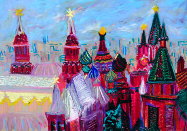"Red Square" başlıklı Tablo Van Lanigh tarafından, Orijinal sanat, Pastel