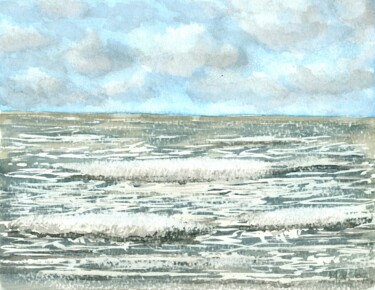 Desenho intitulada "Mer agitée" por Michel Van Den Bogaerde, Obras de arte originais, Aquarela