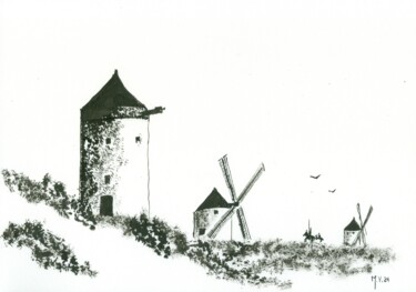 Disegno intitolato "El Quixote" da Michel Van Den Bogaerde, Opera d'arte originale, Inchiostro