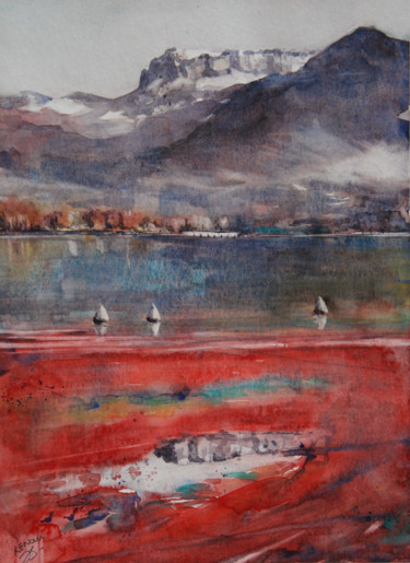 "Aquarelle du lac d'…" başlıklı Tablo Vanessa Renoux tarafından, Orijinal sanat, Suluboya