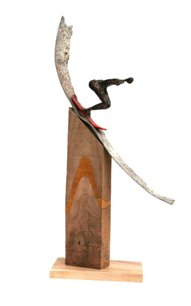 Sculpture titled "Glisse, skieuse sur…" by Vanessa Renoux, Original Artwork, Paper