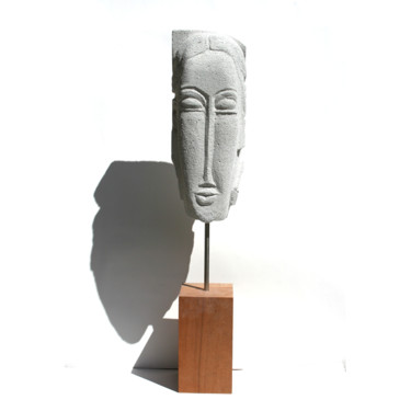 Sculpture titled "Sculpture de Tête d…" by Vanessa Renoux, Original Artwork, Aerated concrete