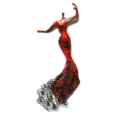 Skulptur mit dem Titel "Bijou de mur, danse…" von Vanessa Renoux, Original-Kunstwerk, Papier