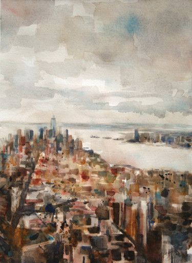 Pintura titulada "Manhattan 1" por Vanessa Renoux, Obra de arte original, Acuarela