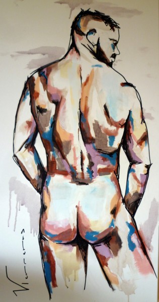 Malerei mit dem Titel "Homme contemporain" von Vanessa Terreros, Original-Kunstwerk, Acryl