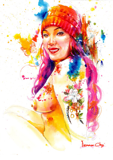 Pintura titulada "True colors series_…" por Vanessa Chyi, Obra de arte original, Acuarela