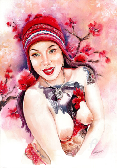 Painting titled "SOL Series : 004 Mo…" by Vanessa Chyi, Original Artwork, Watercolor