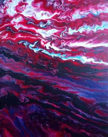 Painting titled "Red and purple suns…" by Vanja Zanze, Original Artwork, Acrylic