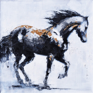 Painting titled "Scirocco | Horse" by Vanni Rocca, Original Artwork, Oil Mounted on Wood Stretcher frame