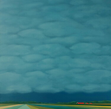 제목이 "A blanket of clouds"인 미술작품 Nelly Van Nieuwenhuijzen로, 원작, 아크릴 나무 들것 프레임에 장착됨