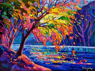Peinture intitulée "Golden season tree" par Vanya Georgieva, Œuvre d'art originale, Huile