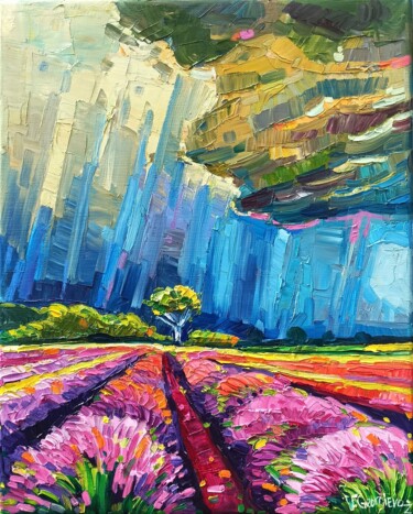 Painting titled "The rain Is aproach…" by Vanya Georgieva, Original Artwork, Oil Mounted on Wood Stretcher frame