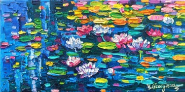 Картина под названием "Water lillies rifle…" - Vanya Georgieva, Подлинное произведение искусства, Масло Установлен на Деревя…