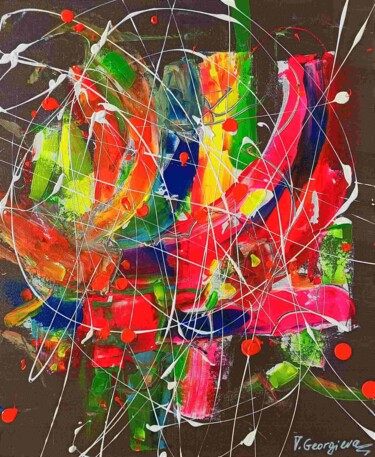 Картина под названием "Rainbow chocolate" - Vanya Georgieva, Подлинное произведение искусства, Акрил Установлен на Деревянна…
