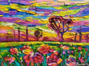 Malerei mit dem Titel "At sunset" von Vanya Georgieva, Original-Kunstwerk, Öl Auf Keilrahmen aus Holz montiert
