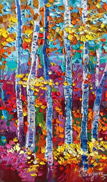 绘画 标题为“Fall scenery” 由Vanya Georgieva, 原创艺术品, 油 安装在木质担架架上