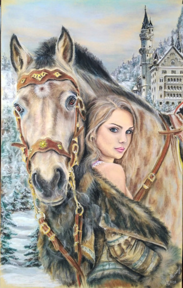 Painting titled "Рапунцель и Максимус" by Vasilii Linnik, Original Artwork, Pastel