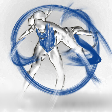 Digitale Kunst getiteld "Blue Circle" door Vasileia Sarri, Origineel Kunstwerk, Digitaal Schilderwerk