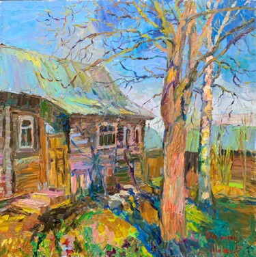 Peinture intitulée "«Старый дом. Весна.»" par Vasilii Shikhanov, Œuvre d'art originale, Huile Monté sur artwork_cat.