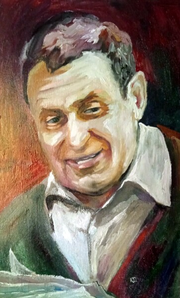 Painting titled "ДАВИДЕНКО ЧИТАЕТ СЦ…" by Vasilii Iudov, Original Artwork, Oil