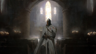 Arte digital titulada "The Knight Templar-…" por Vasiliki Trocheila, Obra de arte original, Pintura Digital
