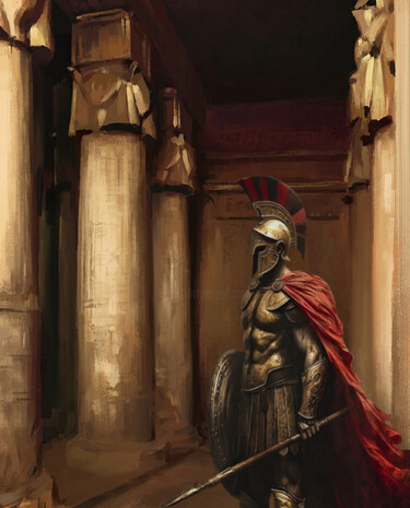 Digital Arts titled "The  Spartan Bronze…" by Vasiliki Trocheila, Original Artwork, Digital Painting
