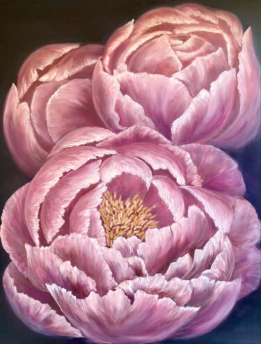 Malarstwo zatytułowany „Pink peonies” autorstwa Vasilisa, Oryginalna praca, Olej