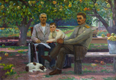 Painting titled "Three generations" by Vasiliy Strigin, Original Artwork, Oil