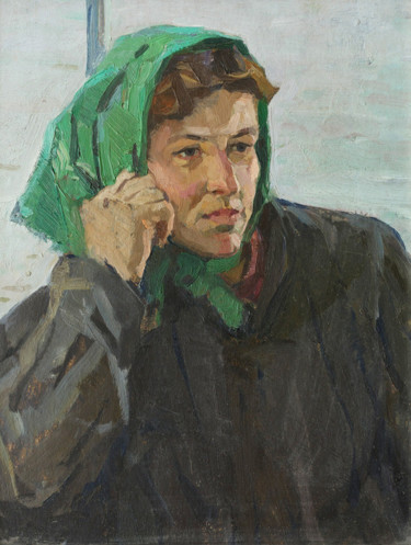 Pittura intitolato "Portrait of the coo…" da Vasiliy Strigin, Opera d'arte originale, Olio