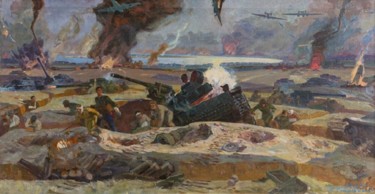 Peinture intitulée "Feat of the Soviet…" par Vasiliy Strigin, Œuvre d'art originale, Huile