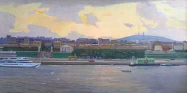 Painting titled "Volgograd. View fro…" by Vasiliy Strigin, Original Artwork, Oil