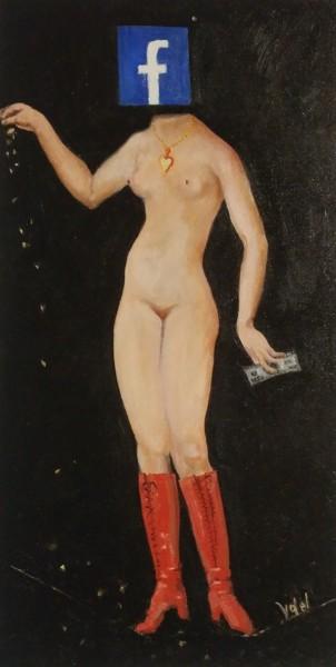 Painting titled "Modern Venus" by Vasko Delev, Original Artwork, Oil Mounted on Other rigid panel