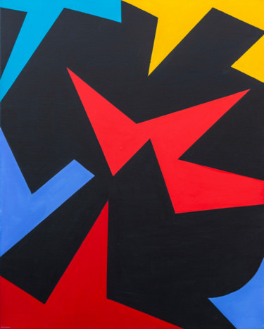 "Polygones sur noir…" başlıklı Tablo Michel Vassal tarafından, Orijinal sanat, Akrilik