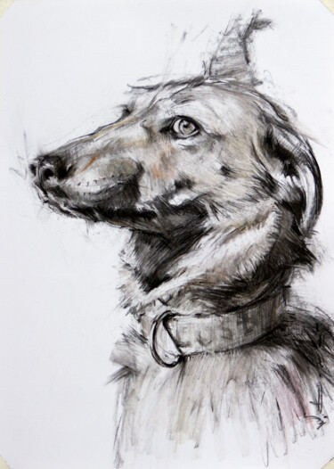 Drawing titled ""Doggy #7"" by Vasyl Kovach, Original Artwork, Charcoal