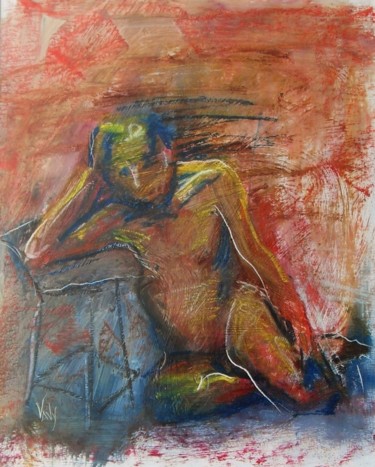 Painting titled "Étude no1 - homme a…" by Vavy, Original Artwork, Oil