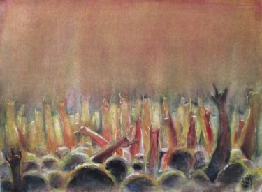 Peinture intitulée "Étude d'une foule d…" par Vavy, Œuvre d'art originale, Aquarelle
